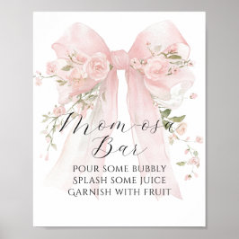 Floral Bow Elegant Flower Girl Baby Shower Bar Poster