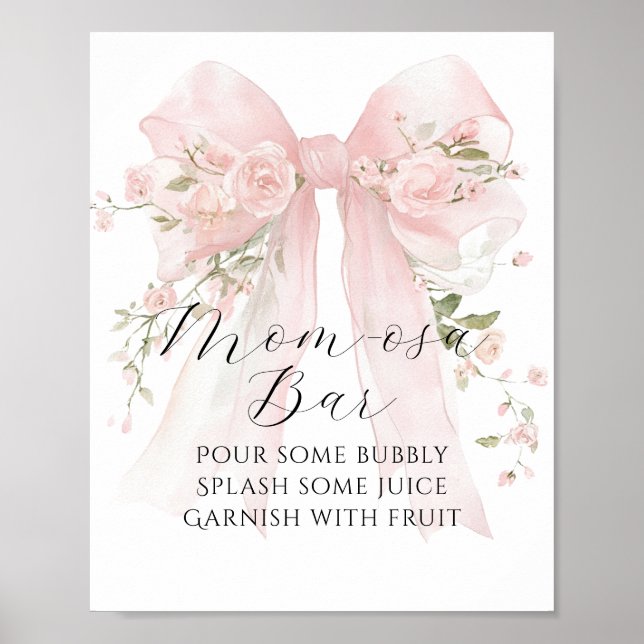 Floral Bow Elegant Flower Girl Baby Shower Bar Poster (Vorne)