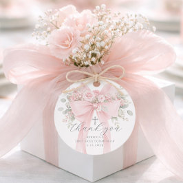  Floral Bow First Holy Communion Thank you Geschenkanhänger