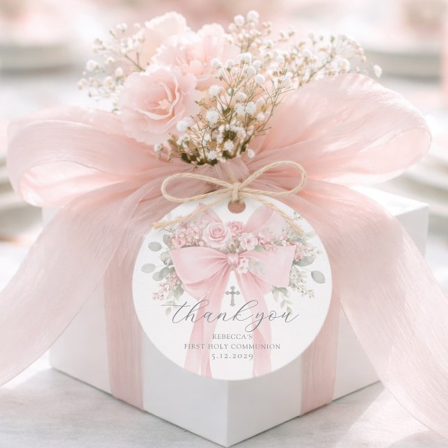  Floral Bow First Holy Communion Thank you Geschenkanhänger (Von Creator hochgeladen)
