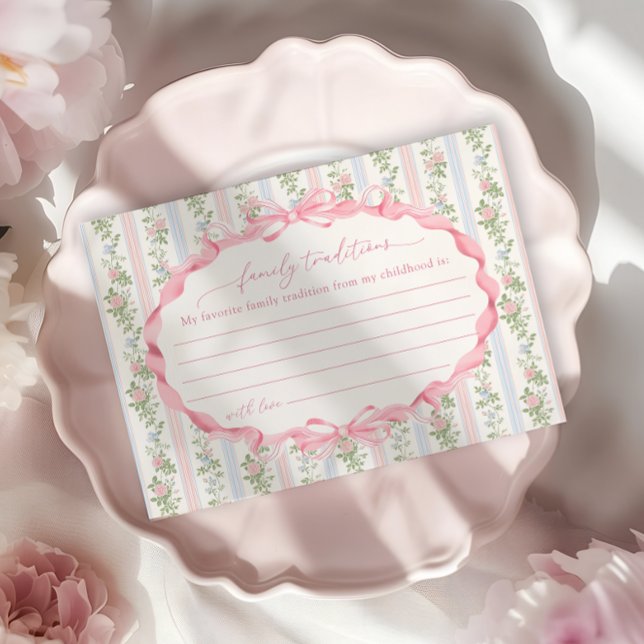 Floral Bow Girl Babydusche Familie Traditionen Begleitkarte (Von Creator hochgeladen)