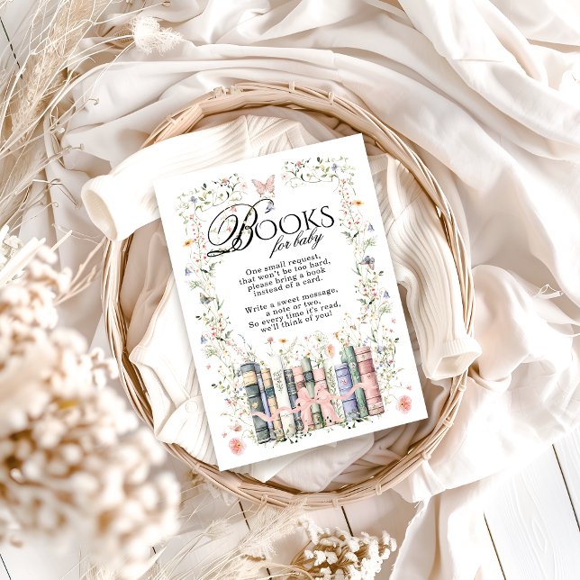 Floral Bow Neues Kapitel Babydusche Buchanfrage Begleitkarte (Von Creator hochgeladen)