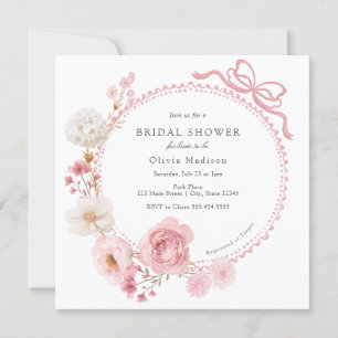 Floral Bow Pink Brautparty Einladung