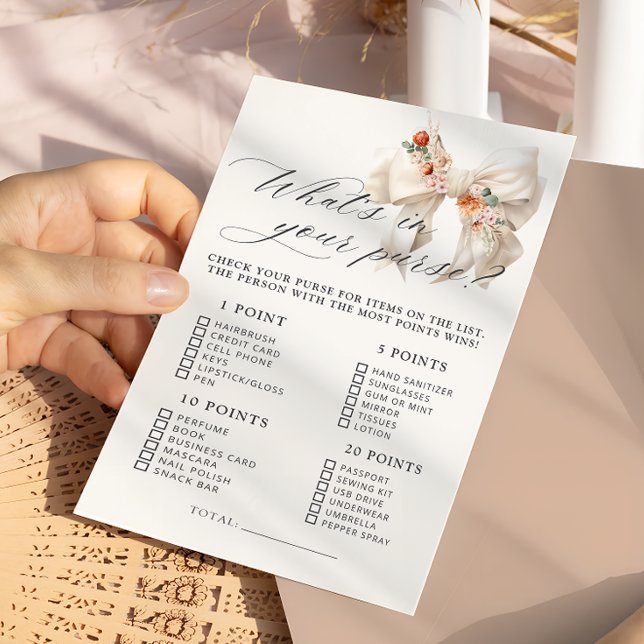 Floral Bow Was in Ihrem Purse Baby Shower Game (Von Creator hochgeladen)