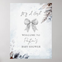Floral Bow Winter Girl Babydusche Willkommen