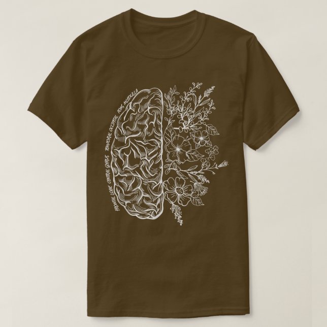 Floral Brain Map Science and Art Neuroscience Neun T-Shirt (Design vorne)