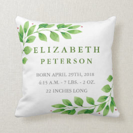 Floral Branches Baby Birth Announcement Pillow Kissen
