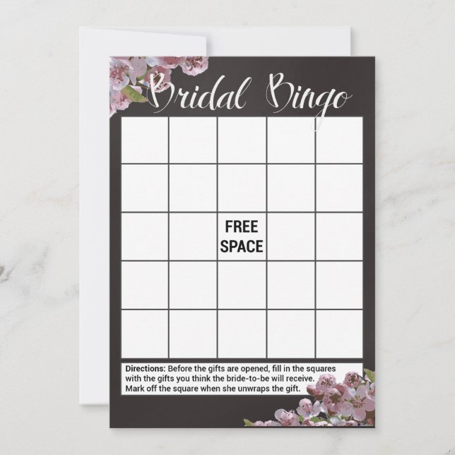 Floral Brautparty Bingo Game Cards Einladung (Vorderseite)