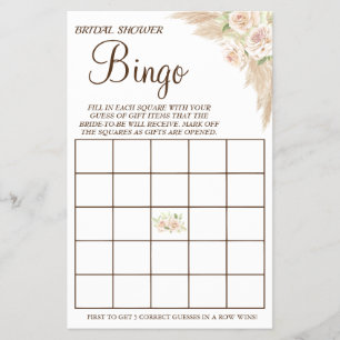 Floral Brautparty Bingo Spielkarte Flyer