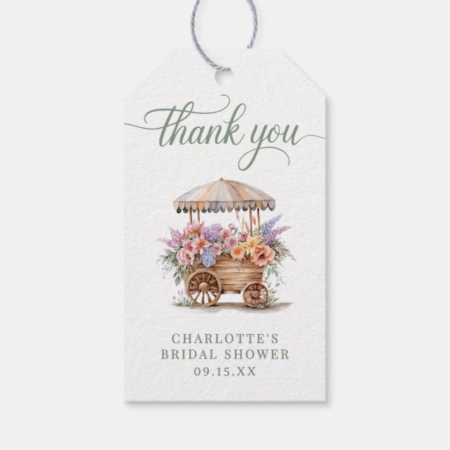 Floral Brautparty Botanischer Dank Geschenkanhänger (Rückseite)