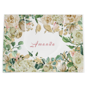 Floral Bridal Hochzeit Geburtstag Rose Minz Blush Große Geschenktüte