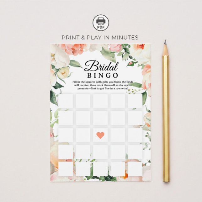 Floral Bridal Shower Bingo Game Printable Einladung (Von Creator hochgeladen)