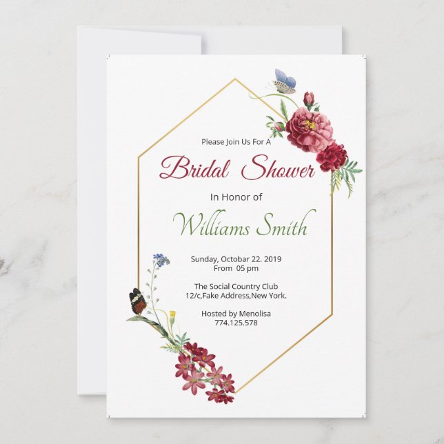 Floral Bridal Shower Invitation Card Einladung (Vorderseite)