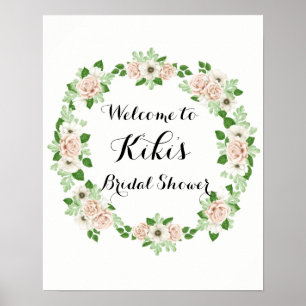 Floral bridal shower welcome sign poster