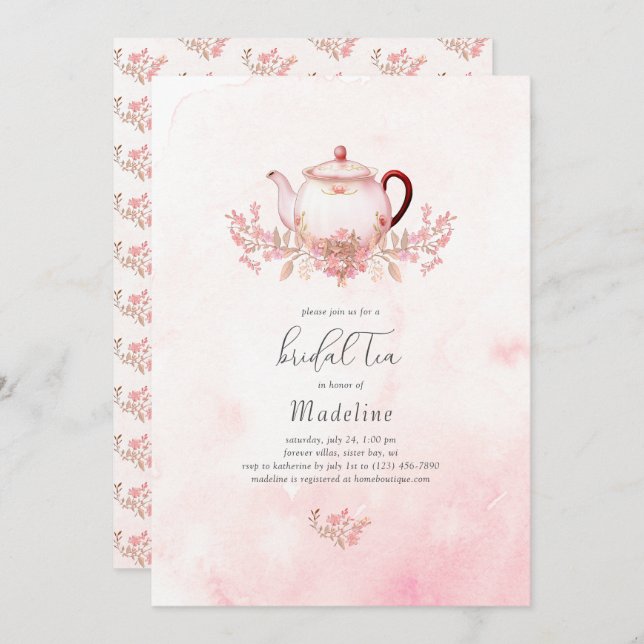 Floral Bridal Tea Bridal Dusche Einladung (Vorne/Hinten)