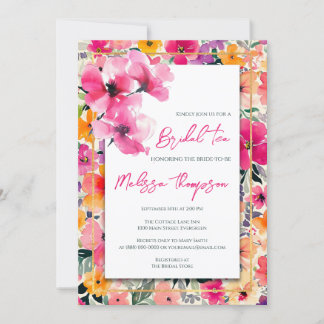Floral Bridal Tee, Brautparty Einladung
