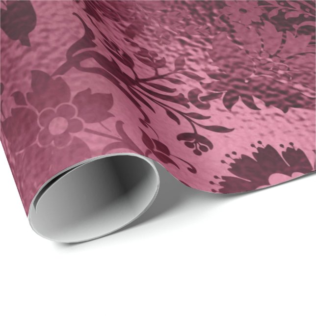 Floral Bridal Wedding Geburtstag Glitzer Burgundy Geschenkpapier (Rolleneckpunkt)