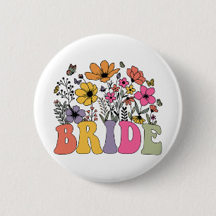 Floral Bride Bridesmaid Wildblumen Groovy Bachelo Button