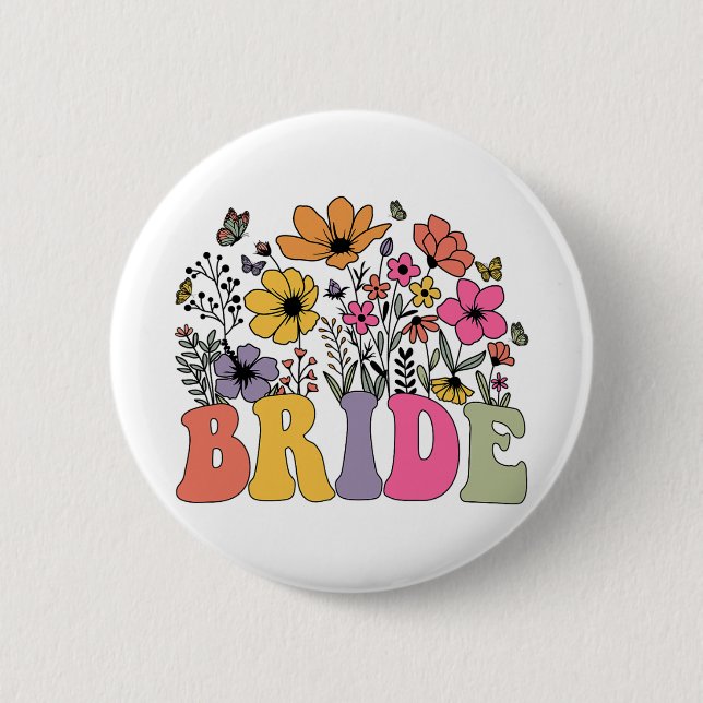 Floral Bride Bridesmaid Wildblumen Groovy Bachelo Button (Vorderseite)