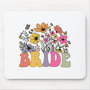 Floral Bride Bridesmaid Wildblumen Groovy Bachelo Mousepad