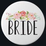 Floral | Bride Button<br><div class="desc">Hübsches Button mit Blumenmuster,  das "Bride" sagt.</div>