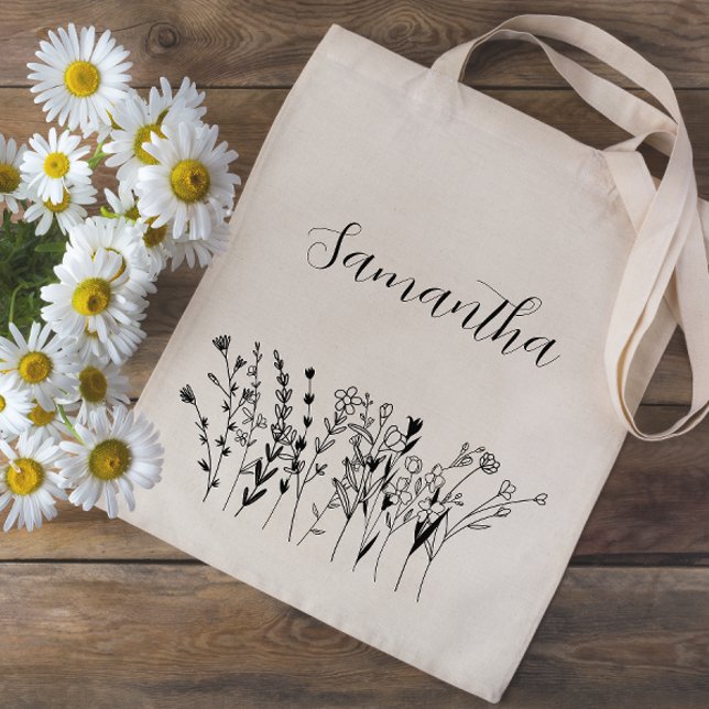 Floral Bridesmaid Name Bachelorette Tragetasche (Personalized Bridesmaid Tote Bag)