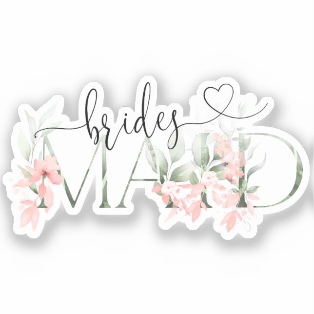 Floral Bridesmaid Sticker, Junggeselinnen-Abschied Aufkleber (Vorderseite)