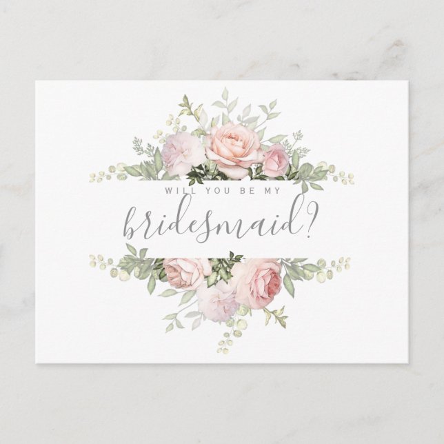 Floral Bridesmaid Vorschlagskarte Ankündigungspostkarte (Vorderseite)
