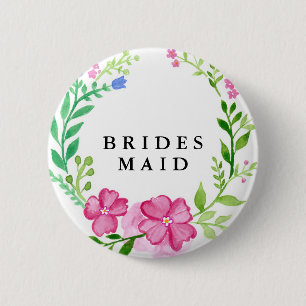 Floral Bridesmaid Wedding Button