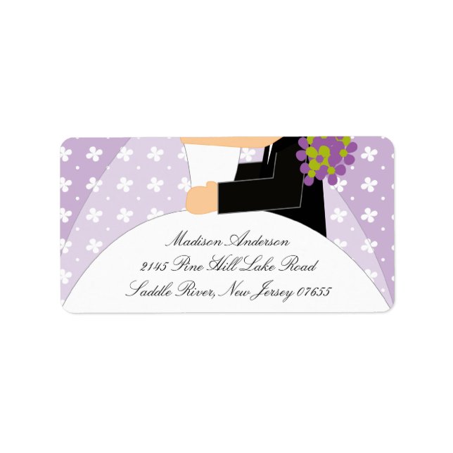 Floral Bridge & Groom Return Address Label Adressaufkleber (Vorne)