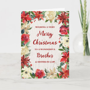 Floral Brother & Sister in Law Frohe Weihnachten Karte