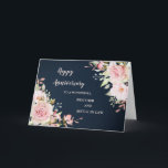 Floral Brother & Sister in Law Wedding Jubiläum Karte<br><div class="desc">Glückliche Hochzeitskarte für Schwestern und Juristen mit eleganten,  rot-rosa Aquarell-Blume und marineblau Hintergrund und Herz-gefühlten Vers.</div>
