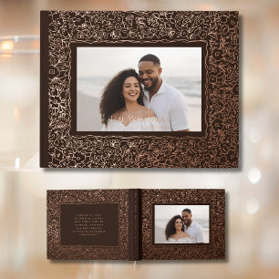 Floral Brown Foil Wedding Guest Book Foto Moody Gästebuch