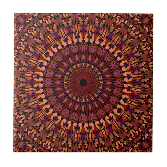 Floral Brown Mandala Design-48566 Fliese (Vorderseite)