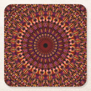 Floral Brown Mandala Design-48566 Rechteckiger Pappuntersetzer