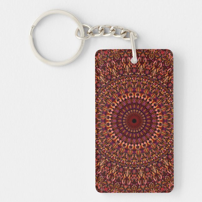 Floral Brown Mandala Design-48566 Schlüsselanhänger (Vorderseite)