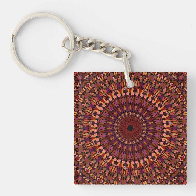 Floral Brown Mandala Design-48566 Schlüsselanhänger (Vorderseite)