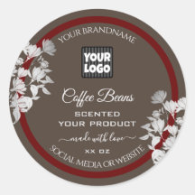 Floral Brown-Produktverpackungsetiketten mit Logo