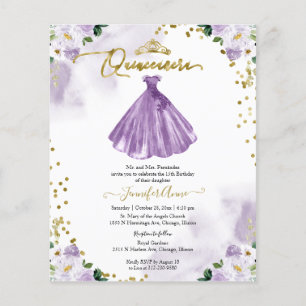 Floral Budget Quinceañera-Einladung Zweisprachig