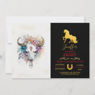 Floral Bull Skull Wasserfarben Kunst Einladung