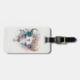 Floral Bull Skull Watercolor Art Gepäckanhänger