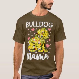 Floral Bulldog Mama English Bulldog Geschenke Frau T-Shirt