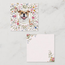 Floral Bulldog Mama Notecard