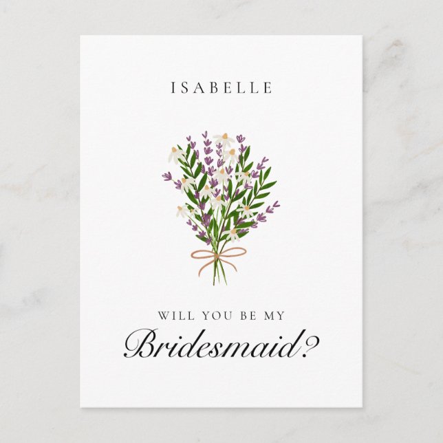 Floral Bunch Lavender Bridesmaid Vorschlag Postkar Postkarte (Vorderseite)