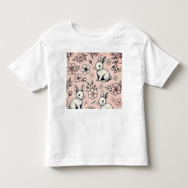 Floral Bunny Doodle T - Shirt | Niedliche und gemü (Vorderseite)