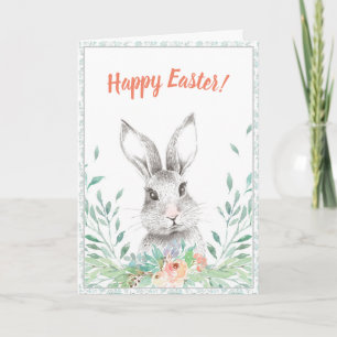 Floral Bunny Oaster Karte