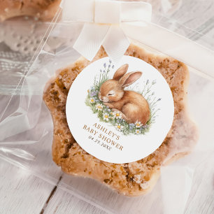 Floral Bunny Rabbit Babydusche Runder Aufkleber