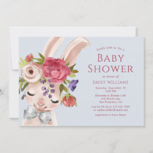 Floral Bunny Rabbit Wasserfarbe Niedlich Babydusch Einladung