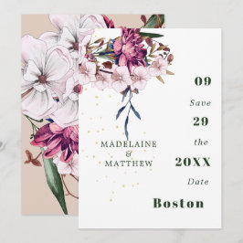 Floral Burgund Gold Blush Eleganter Chic Save The Date