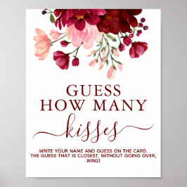 Floral Burgundy Baby Shooting Game Sign Poster